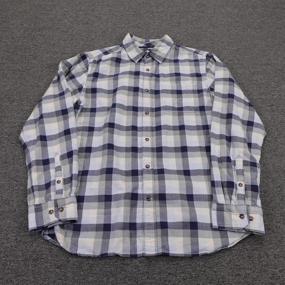 The North Face Shirt Mens Large Blue Plaid Long Sleeve Button Up Casual Cotton